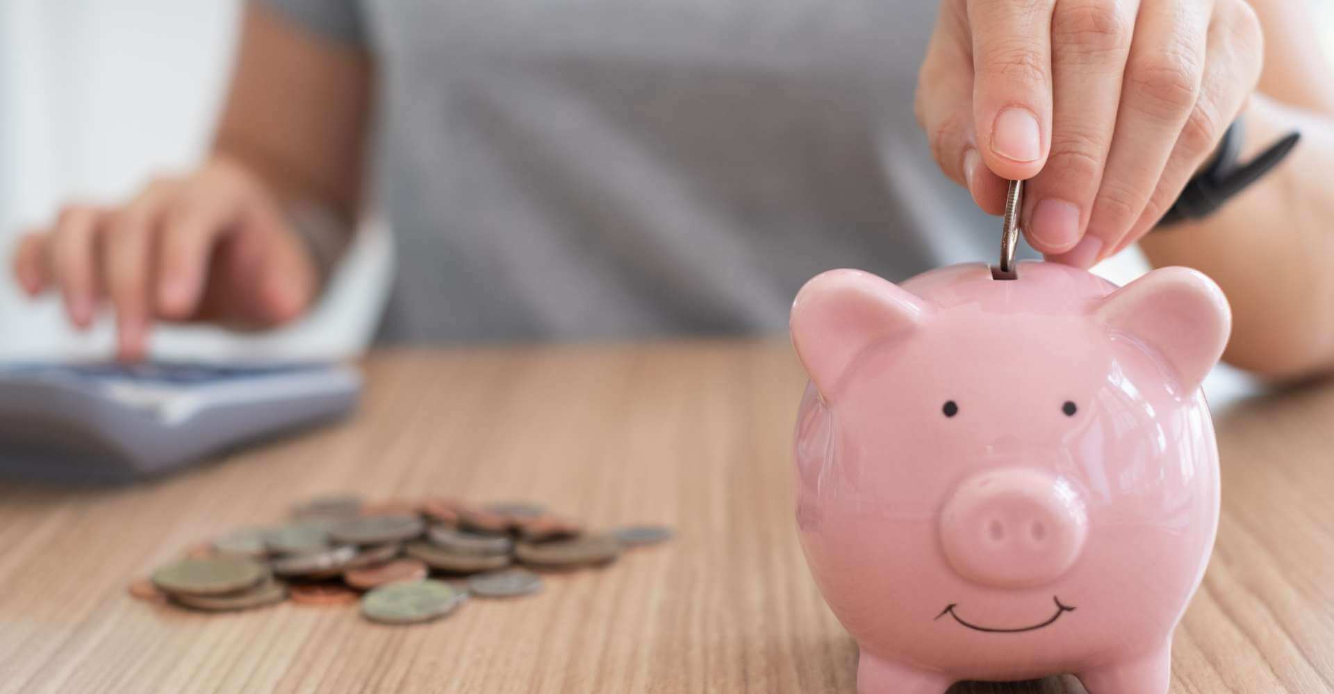 Money going into piggy bank