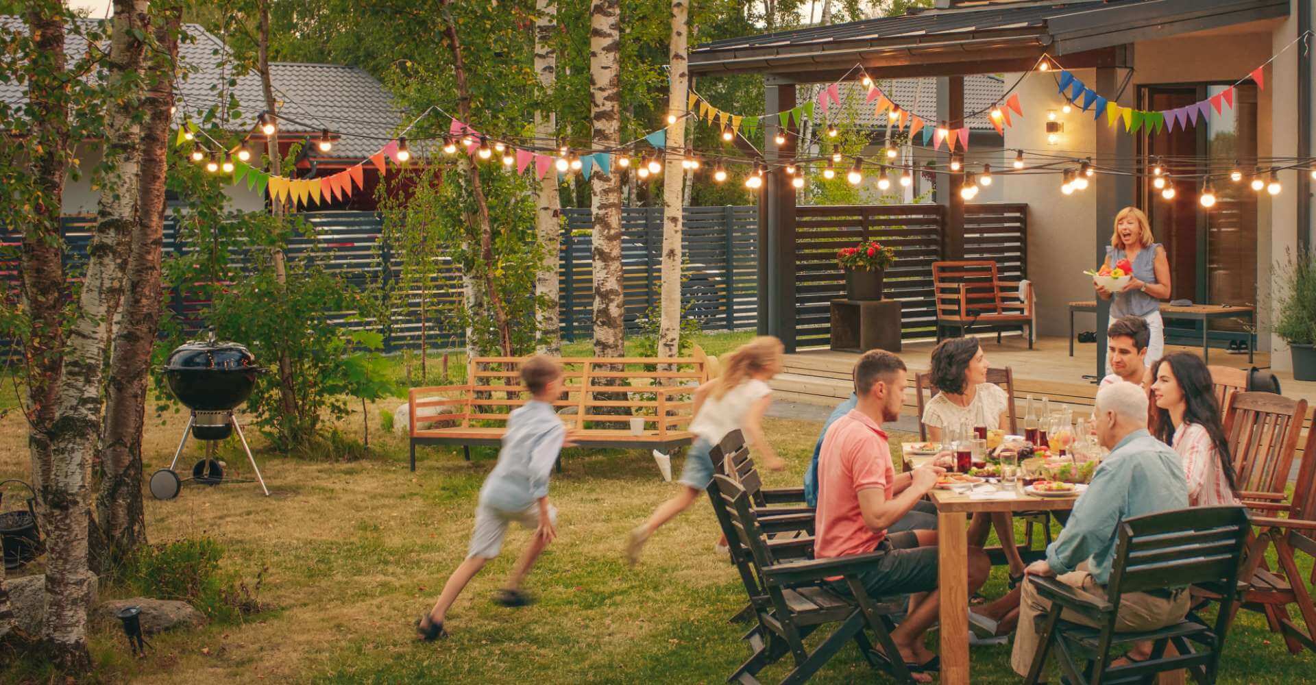 Family dinner in garden